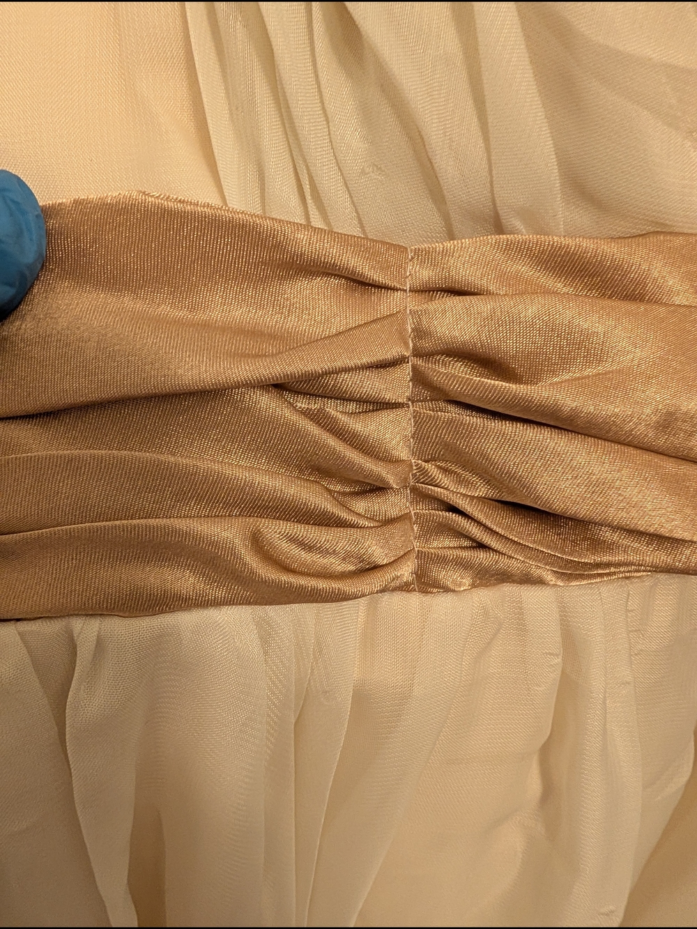 Ivory Chiffon Cocktail Dress with Satin Waistband - Picture 4 of 9